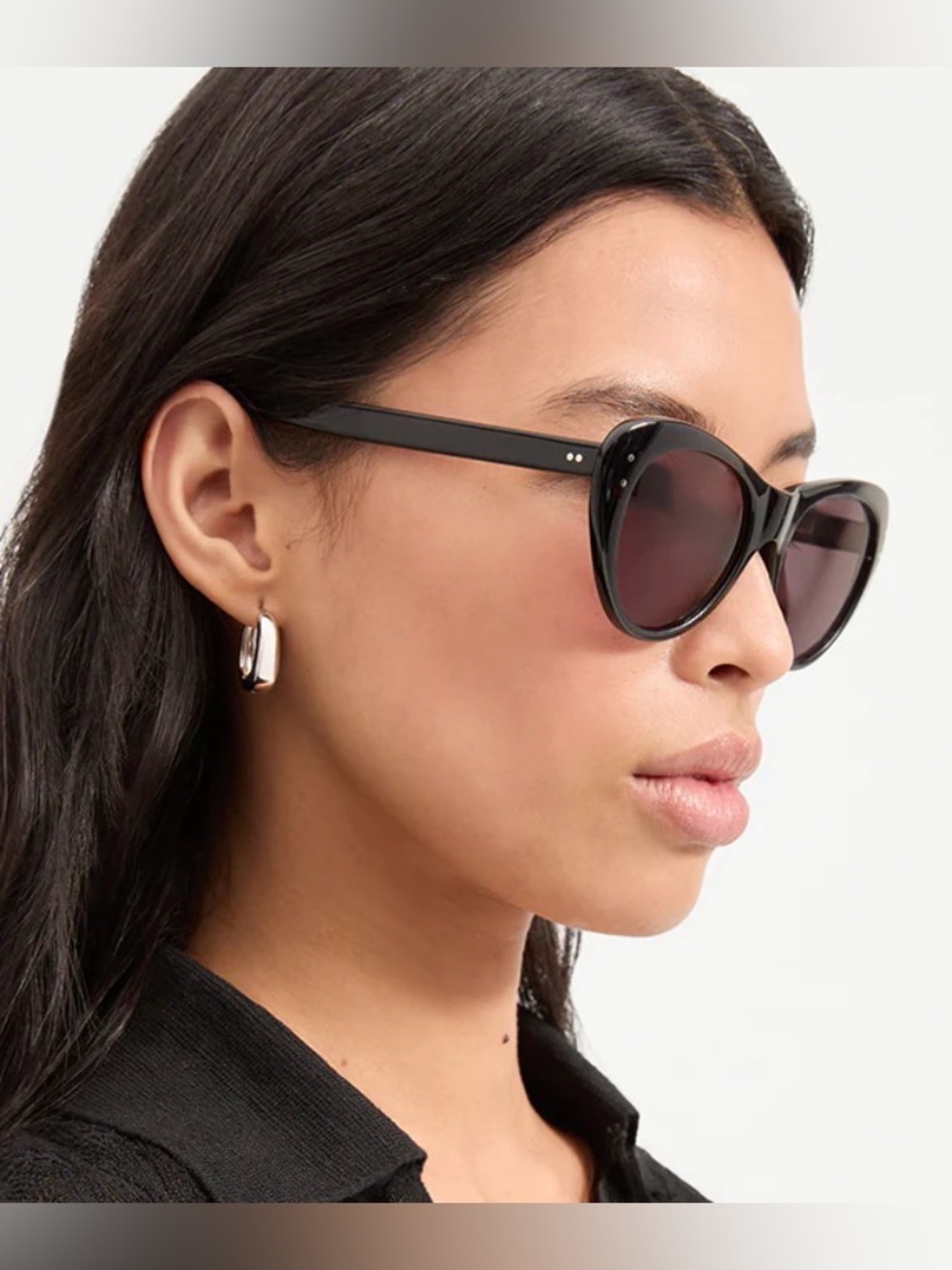 Veronica Beard Edie Cat-Eye Sunglasses in Black NWT incl Case Retail $298 - Picture 2 of 4